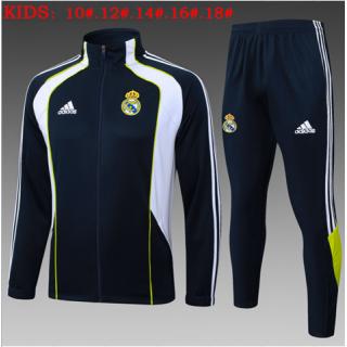 Chándal Real Madrid 2025/26 (Dark Bule with white Long zipper) - NIÑOS
